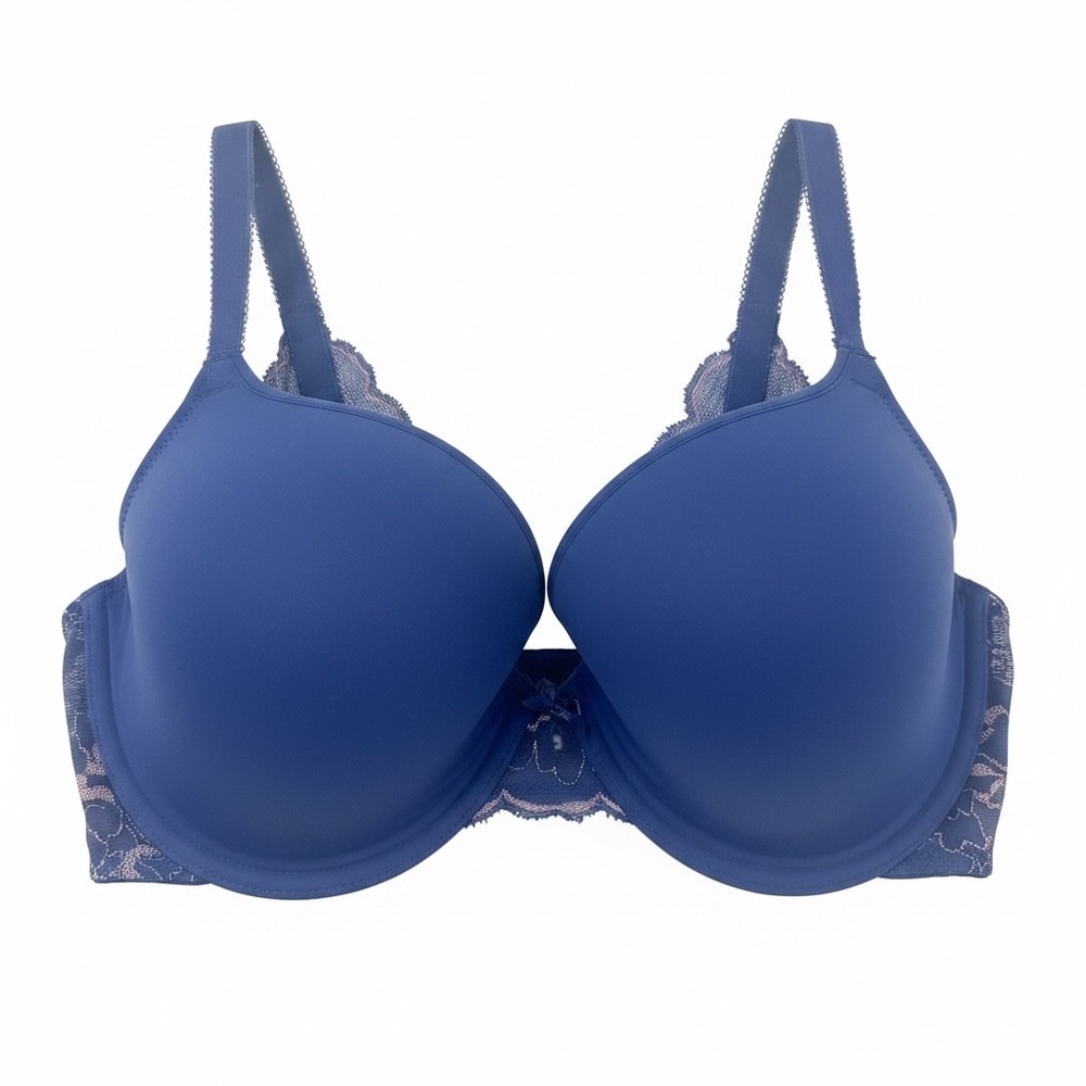 Wacoal 853252 Basic Beauty Underwire Bra Blue Pink Lace 34DDD